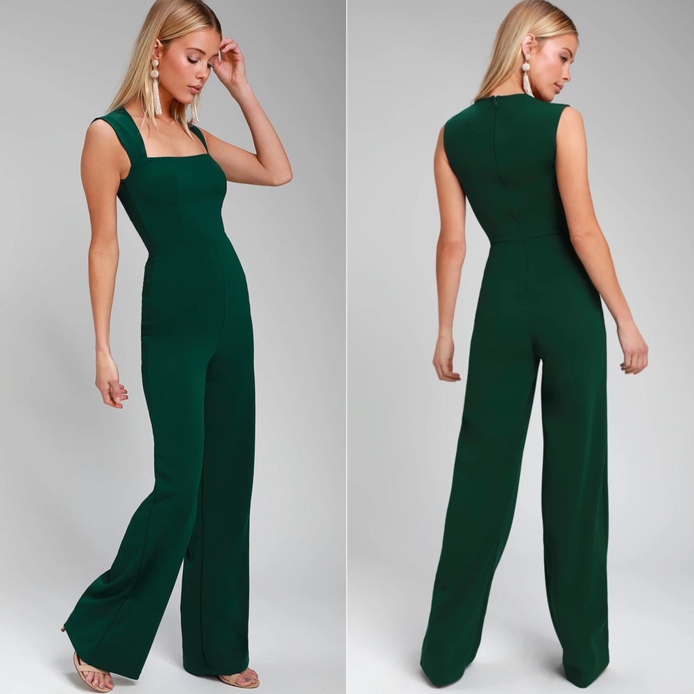 Lulu's Emerald Green Straight-Leg Jumpsuit